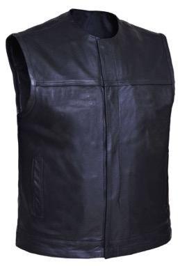 Leather Motorcycle Vest - Men's - Club Style - 6674-00-UN