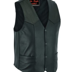 Leather Motorcycle Vest - Men's - Plain Sides - Up To Size 66 - DS104-DS