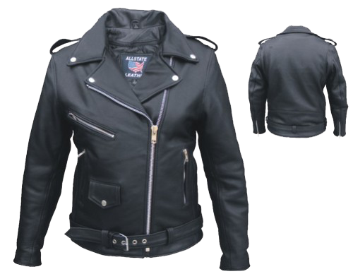 Ladies Classic Biker Full Cut Jacket in Naked Leather - SKU AL2146-AL