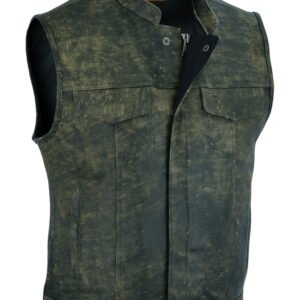 Leather Motorcycle Vest - Men's - Up To Size 8XL - Antique Brown - Big and Tall - DS108-DS