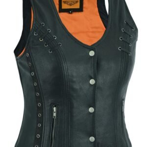Leather Vest - Women's - Concealed Gun Pockets - Grommets - LV8500-07-DL Size Chart