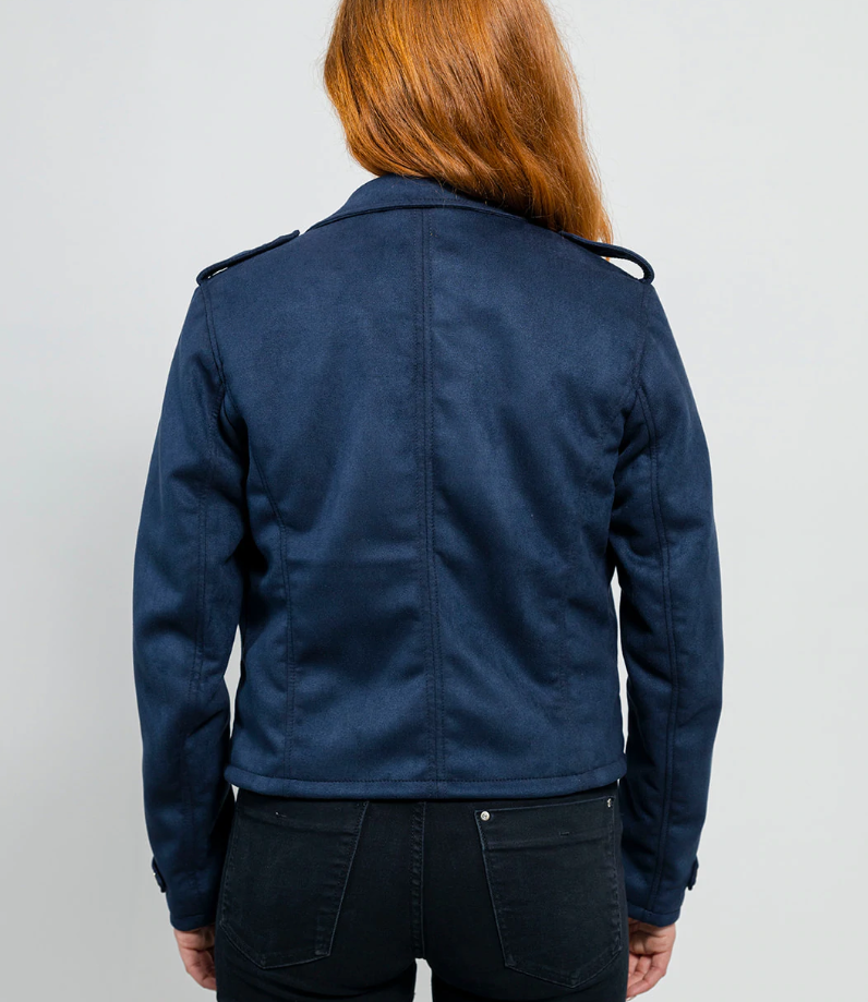 Blue Vegan Suede Jacket - Women's - Megan - WBL1002VGL-FM