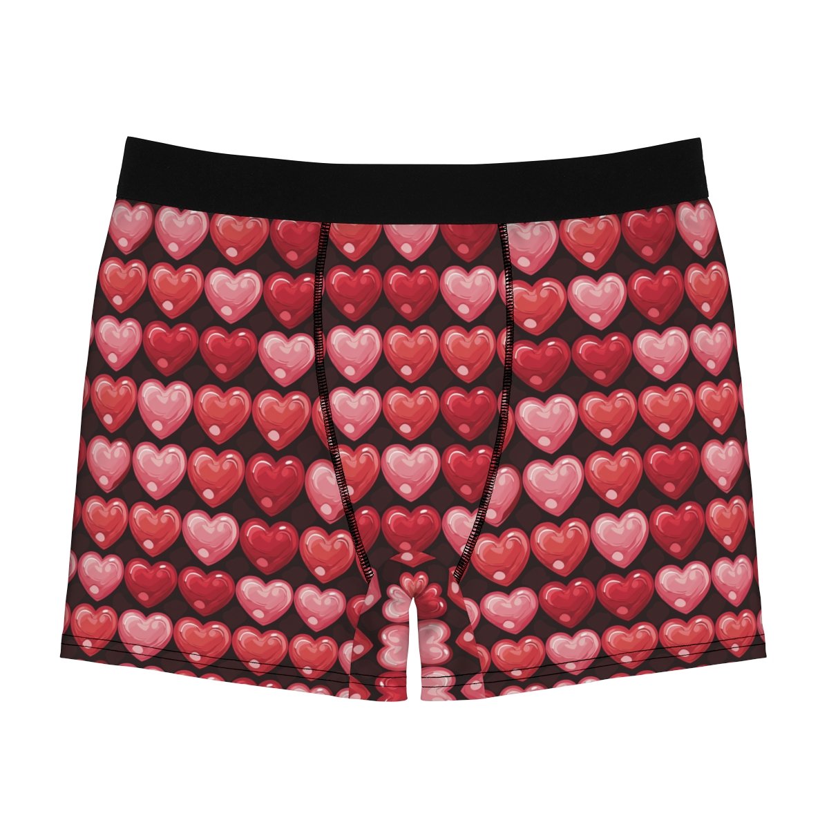 Puffy Hearts - Reds Pinks on Black - Men's Boxer Briefs (AOP)