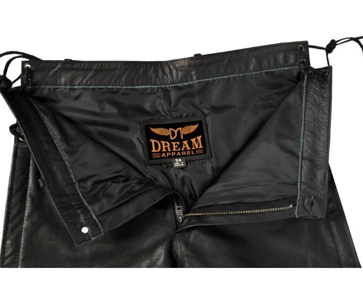Leather Chap Pants - Men's - Side Zipper - Motorcycle - C1002-88-DL