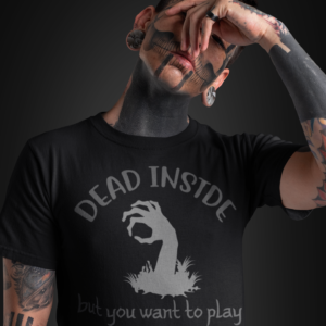 Dead Inside But Want To Play The Circle Game - Stealth Gray On Black - Unisex Jersey Short Sleeve Tee