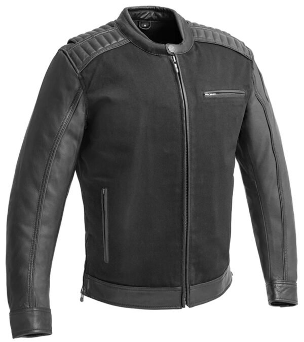 Leather and Twill Motorcycle Jacket - Men's - Up To Size 5XL - Biker Jacket - Daredevil- FIM260TW-FM