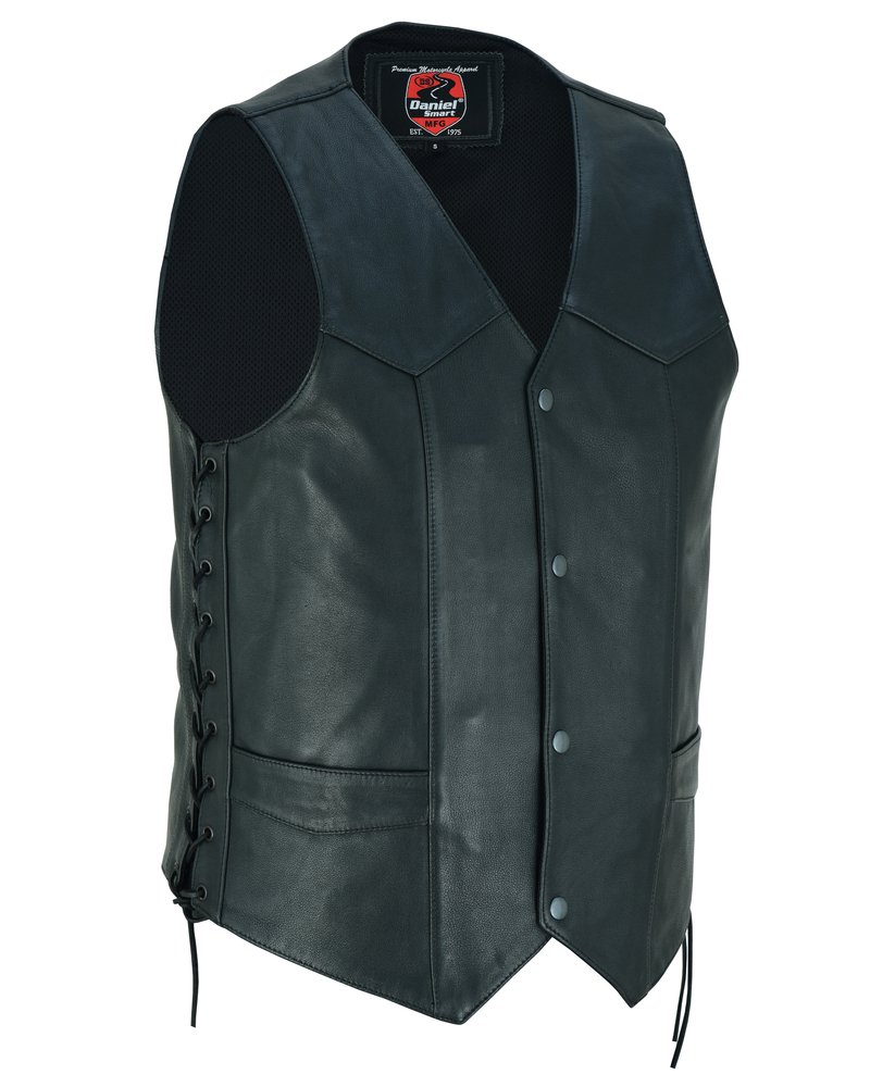 Leather Motorcycle Vest - Men's - Gun Pockets - Up To 8XL - DS122-DS