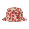 Watermelon Candy Slices Pattern - Text Juicy - Red Green on Pink - Biker Bucket Hat