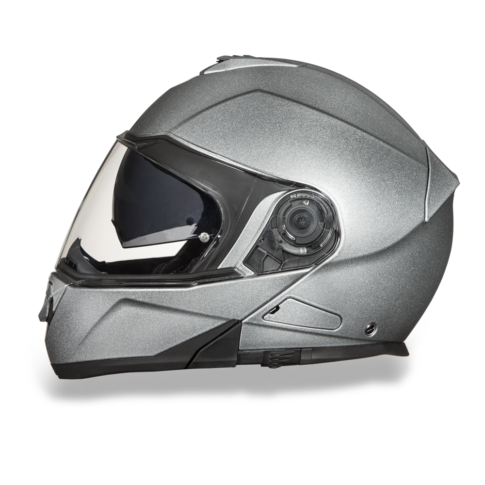 DOT Motorcycle Helmet - Silver Metallic - Modular - Full Face - MG1-SM-DH