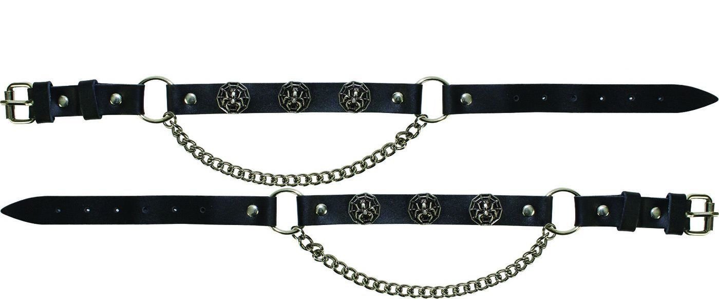 Pair of Biker Boot Chains - Spider In Web - Motorcycle - BC13-DL
