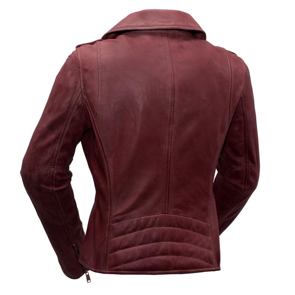 Leather Motorcycle Jacket - Women's - Sangria or Autumn - Harper - WBL1393-WB