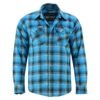 Flannel Motorcycle Shirt - Men's - Up To Size 5XL - Blue and Shaded Black Plaid - DS4683-DS