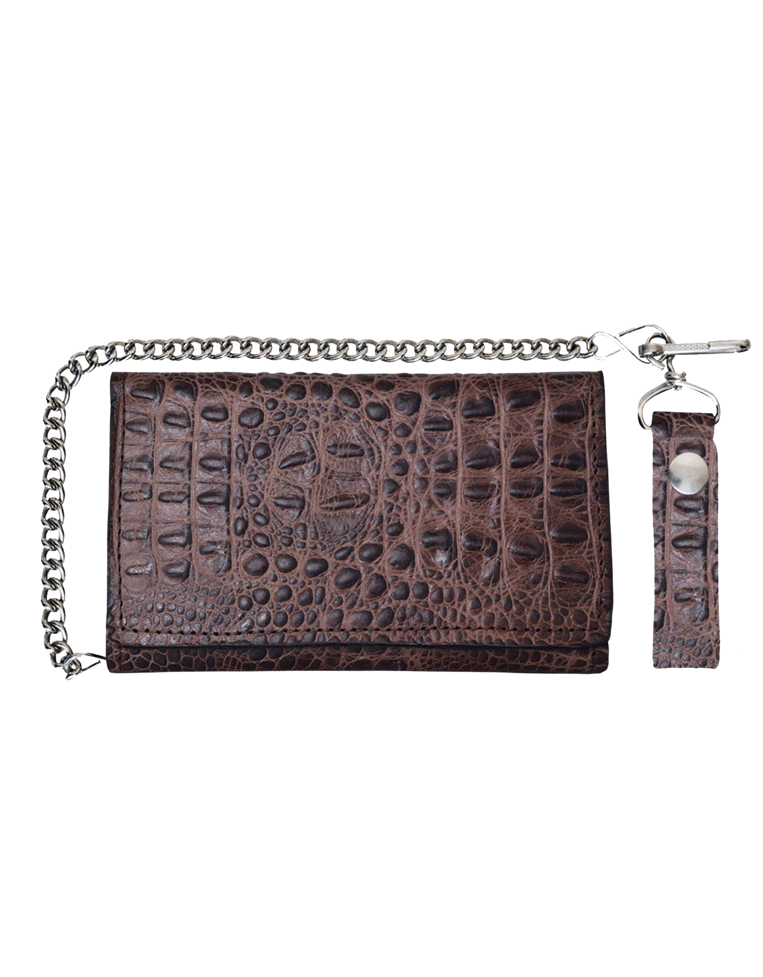 UNIK Brown Leather Biker Chain Wallet With Crocodile Pattern - SKU 9094-00-UN UNIK Brown Leather Biker Chain Wallet With Crocodile Pattern - SKU 9094-00-UN