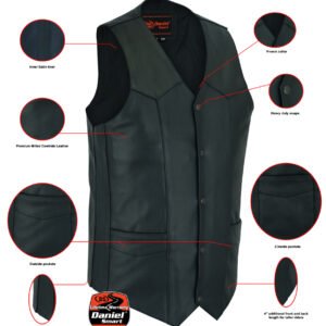 Leather Motorcycle Vest - Men's - Up To Size 6XL - Big and Tall - DS162-TALL-DS