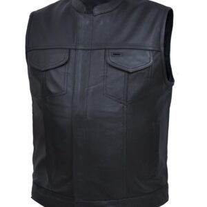 Leather Motorcycle Vest - Men's - SOA Club - Up To Size 8XL - 6655-NK-UN