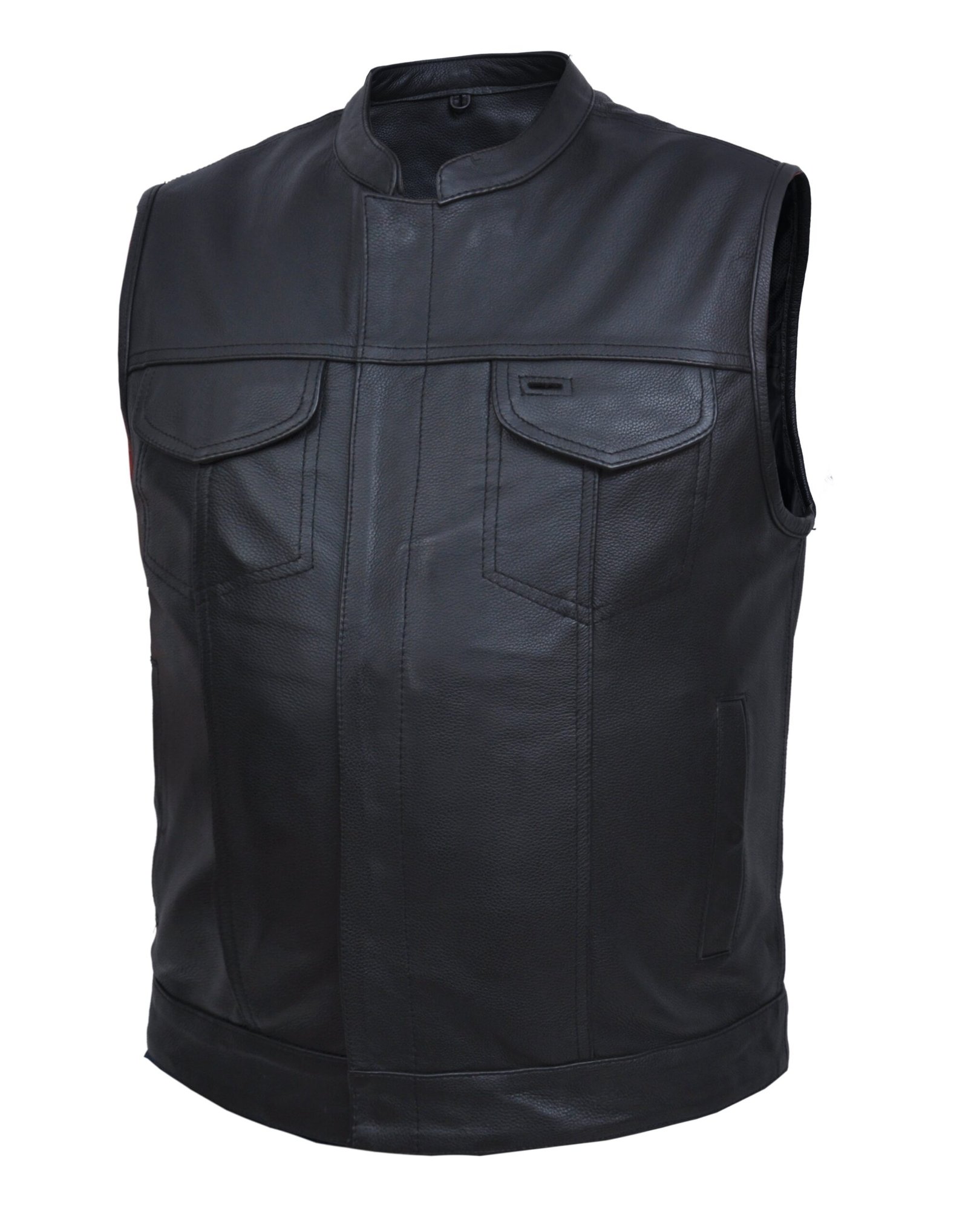 Leather Motorcycle Vest - Men's - SOA Club - Up To Size 8XL - 6655-NK-UN