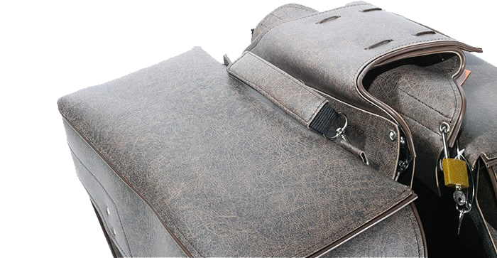 Saddlebags - Brown PVC - Zip Off - Lock - SD4082-BROWN-PV-DL