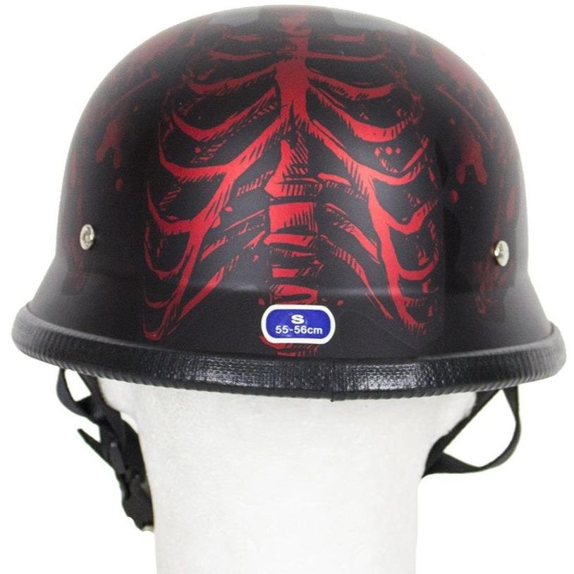 Novelty Motorcycle Helmet - Matte Burgundy Horned Skeletons - H502-D5-BURG-DL