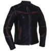 Ladies Black With Red Trim Durango Leather Jacket with Concealed Carry Pockets - SKU 6833.01-UN