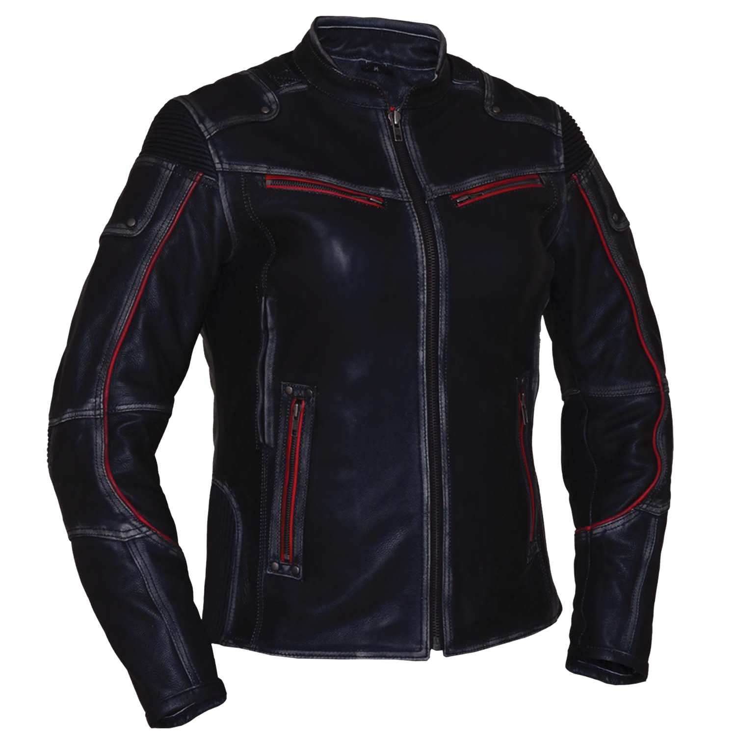 Ladies Black With Red Trim Durango Leather Jacket with Concealed Carry Pockets - SKU 6833.01-UN