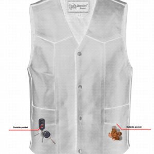 Leather Motorcycle Vest - Men's - Gun Pockets - Up To 9XL - DS110-DS