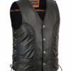 Leather Motorcycle Vest - Men's - Gun Pockets - Braided - Up To 6XL - DS131-DS