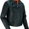 Leather Motorcycle Jacket - Women's - Updated and Stylish - Gun Pockets - DS804-DS