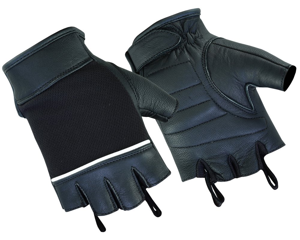 Mesh and Leather Motorcycle Gloves - Women's - Fingerless - DS4-DS