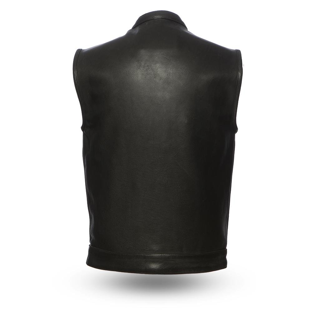 Leather Motorcycle Vest - Men's - Up To 5XL - Best Concealed Carry - FIM686CPM-FM