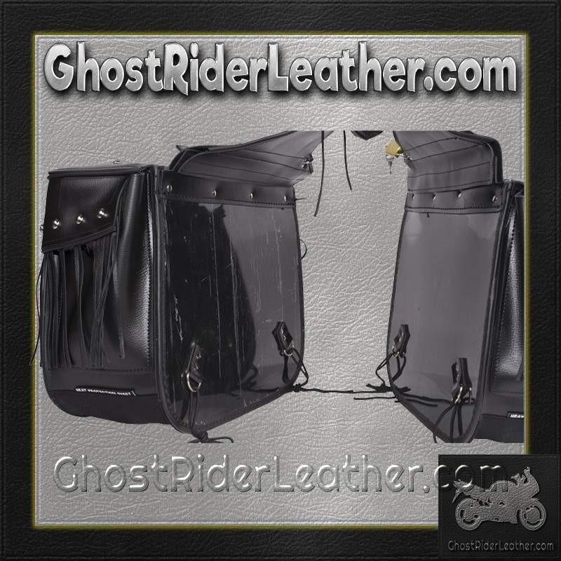 Saddlebags - PVC - Fringe - Studs - Lock - SD4030-PV-DL