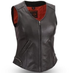 Motorcycle Leather Vest - Women's - Taylor - FIL560-NOC-FM