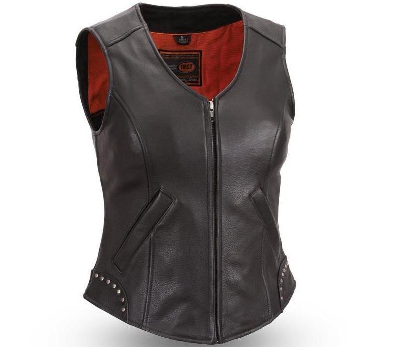 Motorcycle Leather Vest - Women's - Taylor - FIL560-NOC-FM
