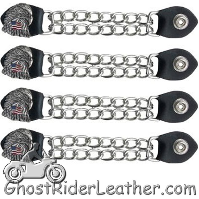 Set of Four Eagle With USA Flag Vest Extenders with Chrome Chain - AC1083-DL