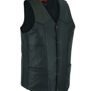 Leather Motorcycle Vest - Men's - Up To Size 6XL - Big and Tall - DS162-TALL-DS