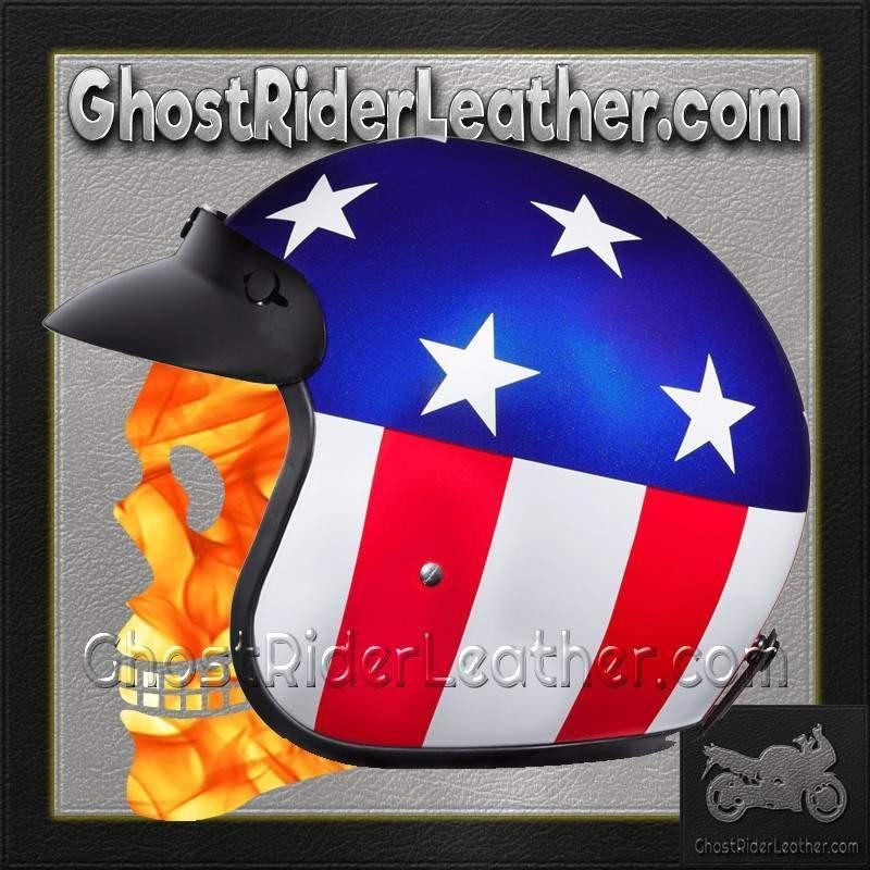 DOT Motorcycle Helmet - Captain America - Open Face - Daytona - DC6-CA-DH