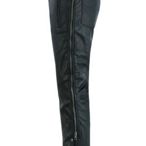 Leather Chap Pants - Men's - Zipper Pockets - Motorcycle - C1001-11-DL