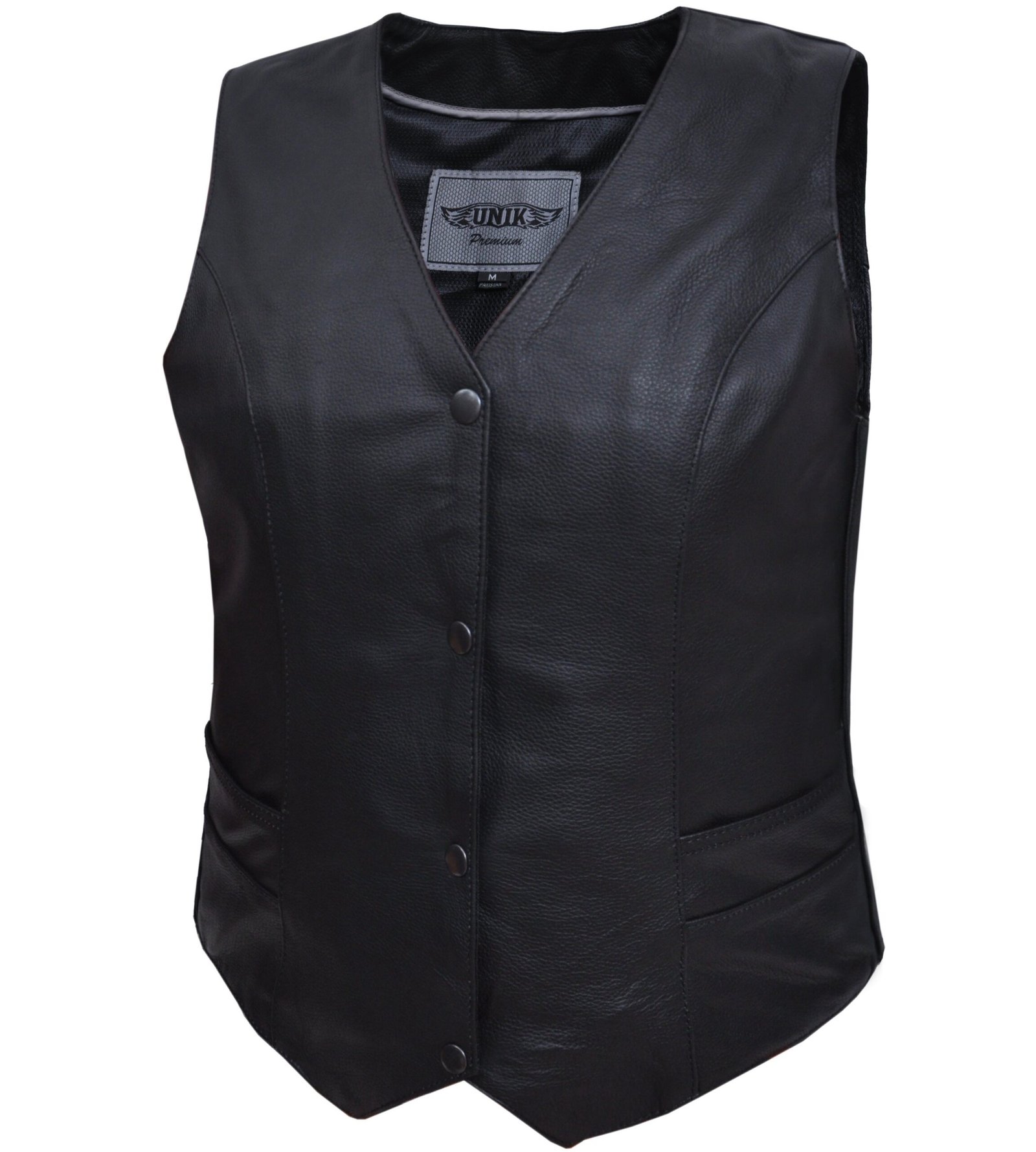 Leather Motorcycle Vest - Women's - Snap Closure - 2658-00-UN