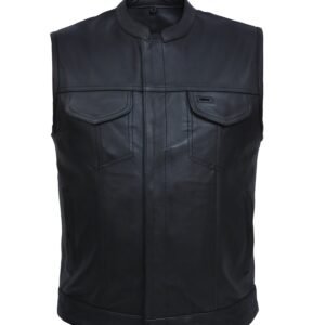 Leather Motorcycle Vest - Men's - SOA Club - Up To 8XL - 7402-ZP-UN