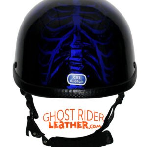 Novelty Motorcycle Helmet - Gloss Blue Horned Skeletons - H401-D5-BLUE-DL