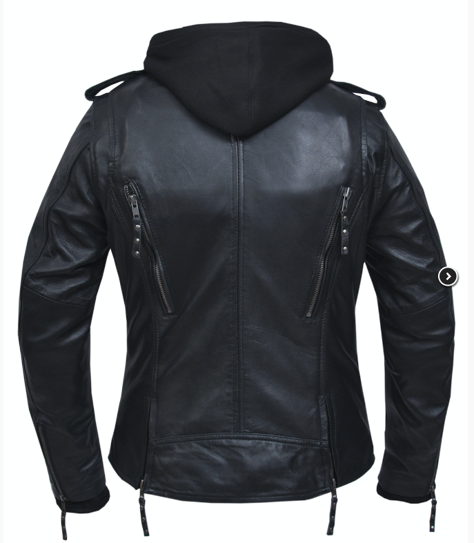 Leather Motorcycle Jacket - Men's - With Hoodie - 6925-00-UN