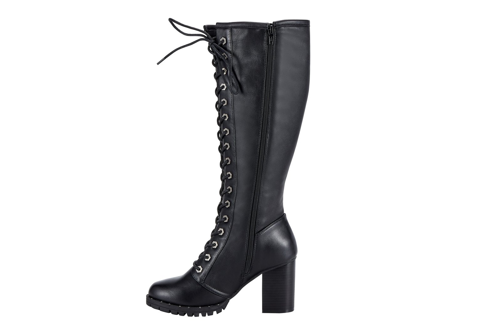 Motorcycle Boots - Women's - Knee High - Chunky Heel and Zipper - BTL7006-DL