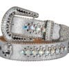 Unisex Rhinestone Bling Belt - Silver - Skulls - Rhinestones - Faux Leather - FBL20-DL