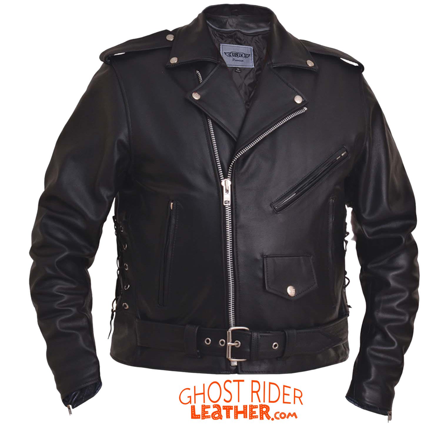 Leather Motorcycle Jacket - Men's - Classic - Side Laces - 12-00-UN Size Chart