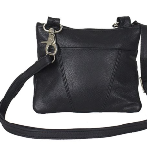 Leather Belt Bag - Black - Zipper Pockets - Handbag - BAG32-DL