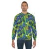 Cat Hiding in the Plants - Blues Greens Yellow - Multi Colors - Unisex Sweatshirt