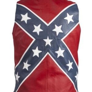 Leather Vest - Men's - Rebel Flag - Confederate - MV2700-DL