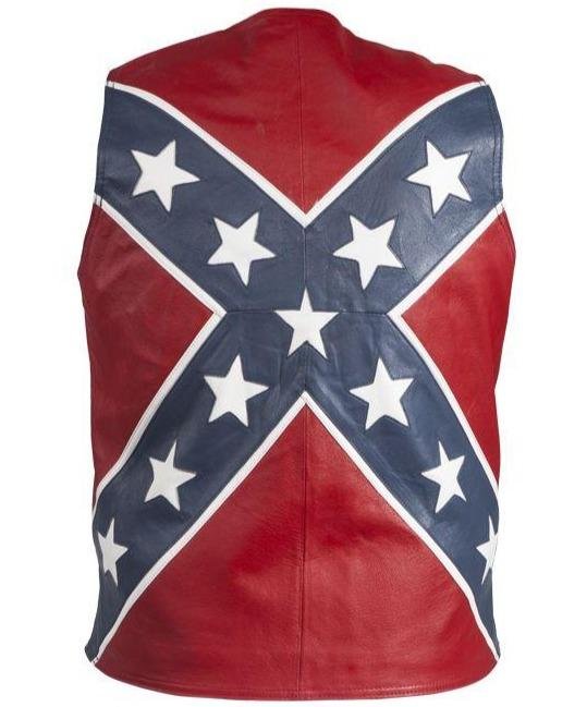 Leather Vest - Men's - Rebel Flag - Confederate - MV2700-DL