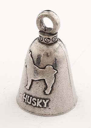 Husky Dog - Pewter - Motorcycle Guardian Bell® - Made In USA - SKU GB-HUSKY-DOG-DS