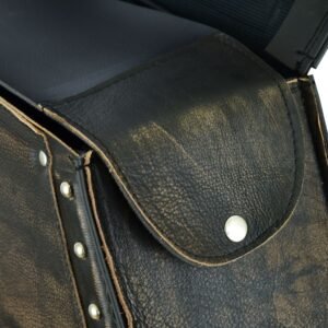 Saddlebags - Leather - Distressed Brown - Studs - Motorcycle Luggage - SD4065-12N-DL