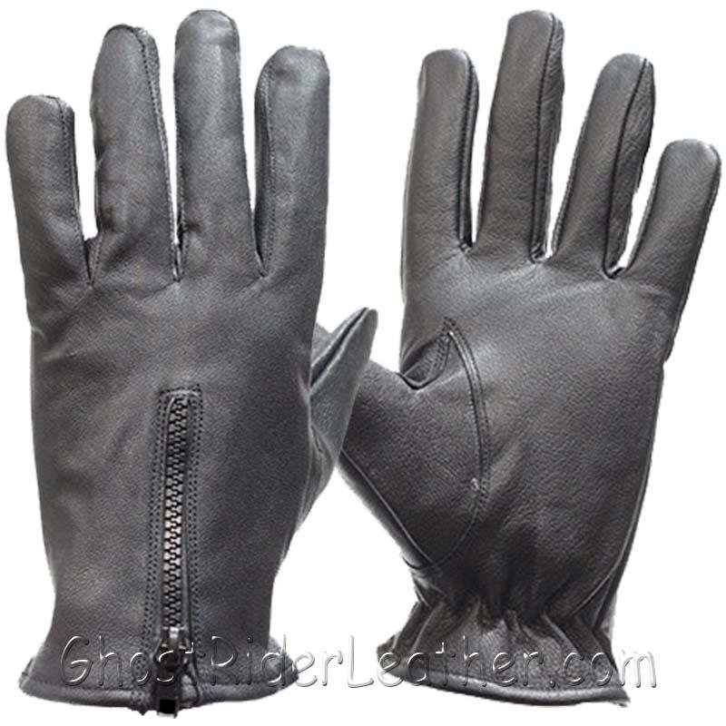 Leather Driving Gloves - Unisex - Zipper Closure - Unlined - GL2054-DL